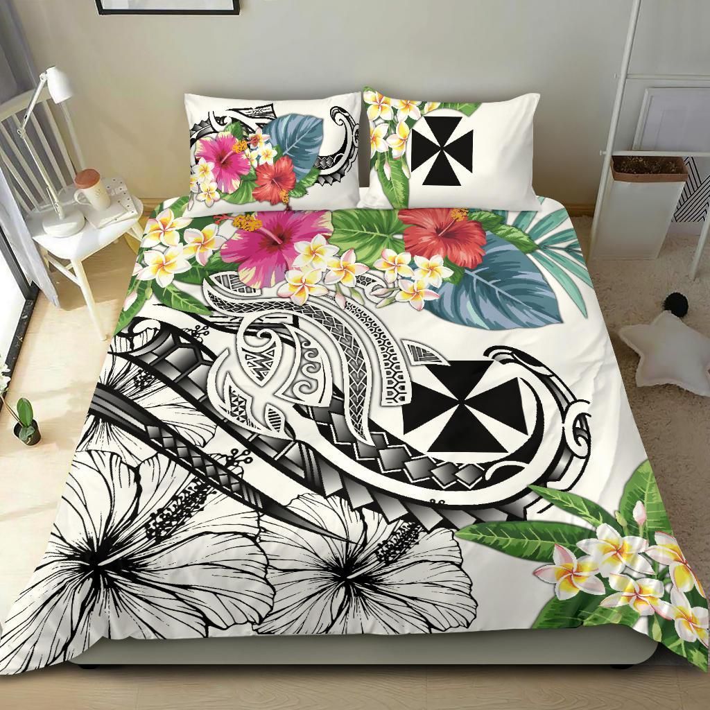 Wallis And Futuna Polynesian Bedding Set - Summer Plumeria (White)