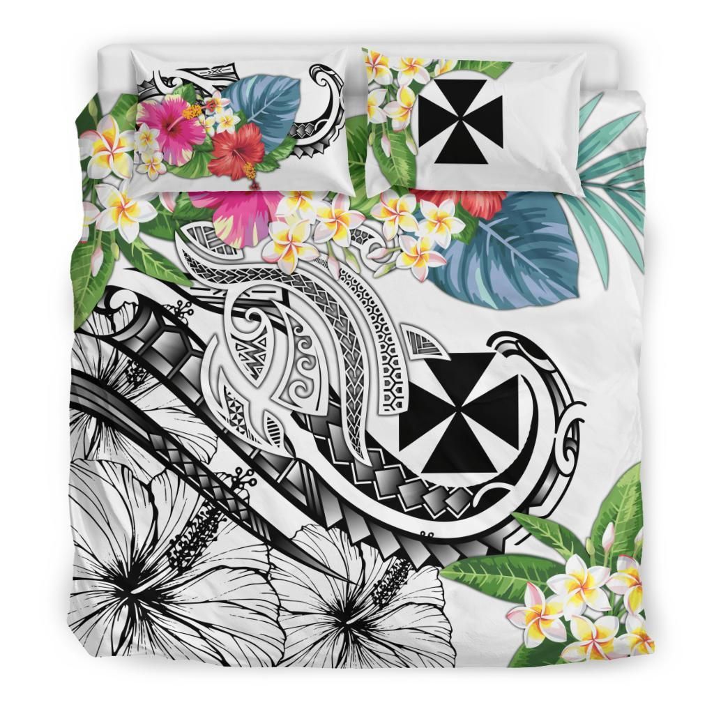 Wallis And Futuna Polynesian Bedding Set - Summer Plumeria (White)