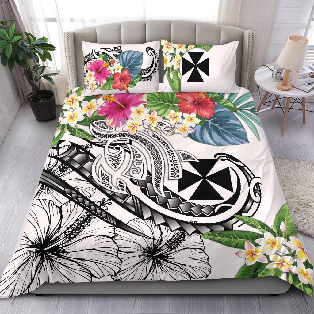 Wallis And Futuna Polynesian Bedding Set - Summer Plumeria (White)