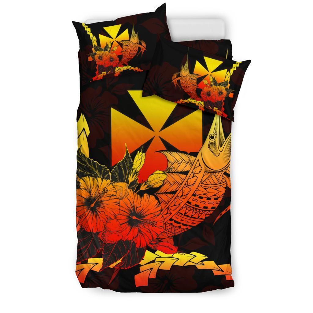 Wallis And Futuna Polynesian Bedding Set - Swordfish With Hibiscus