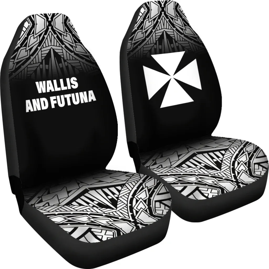Wallis And Futuna Car Seat Covers - Wallis And Futuna Coat Of Arms Polynesian Tattoo Fog Black