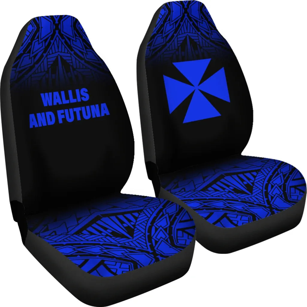 Wallis And Futuna Car Seat Covers - Wallis And Futuna Coat Of Arms Polynesian Tattoo Fog Blue