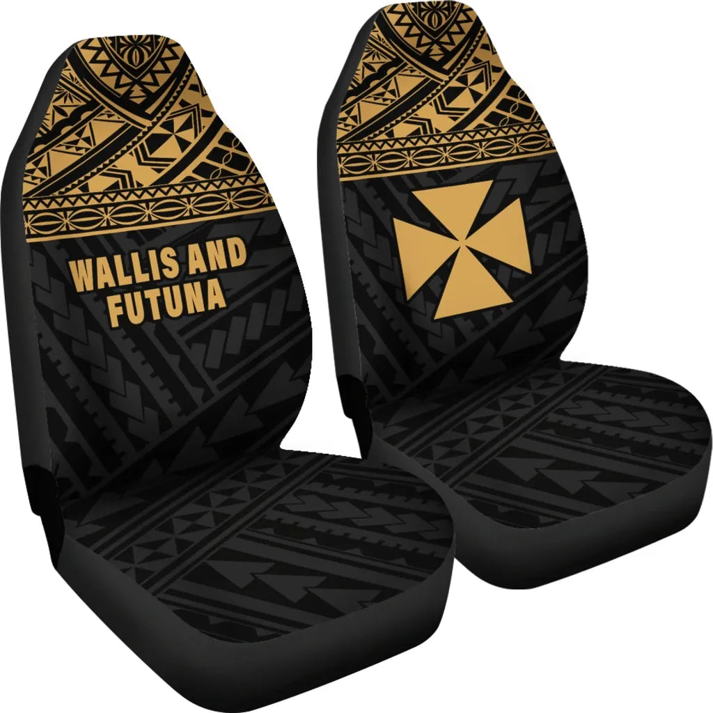 Wallis And Futuna Car Seat Covers - Wallis And Futuna Gold Coat Of Arms Polynesian Tattoo