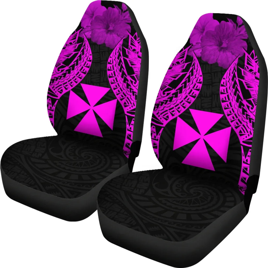 Wallis And Futuna Polynesian Car Seat Covers Pride Seal And Hibiscus Pink