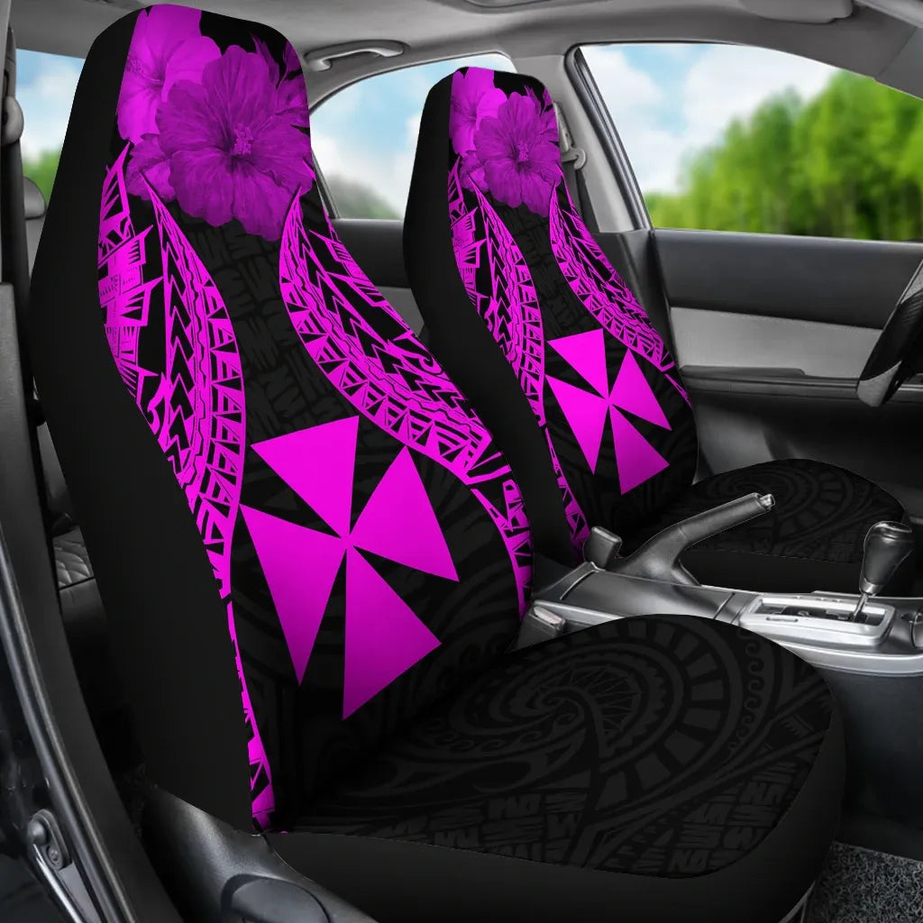 Wallis And Futuna Polynesian Car Seat Covers Pride Seal And Hibiscus Pink