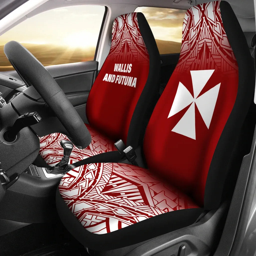 Wallis And Futuna Car Seat Covers - Wallis And Futuna Coat Of Arms Polynesian Tattoo Fog Red