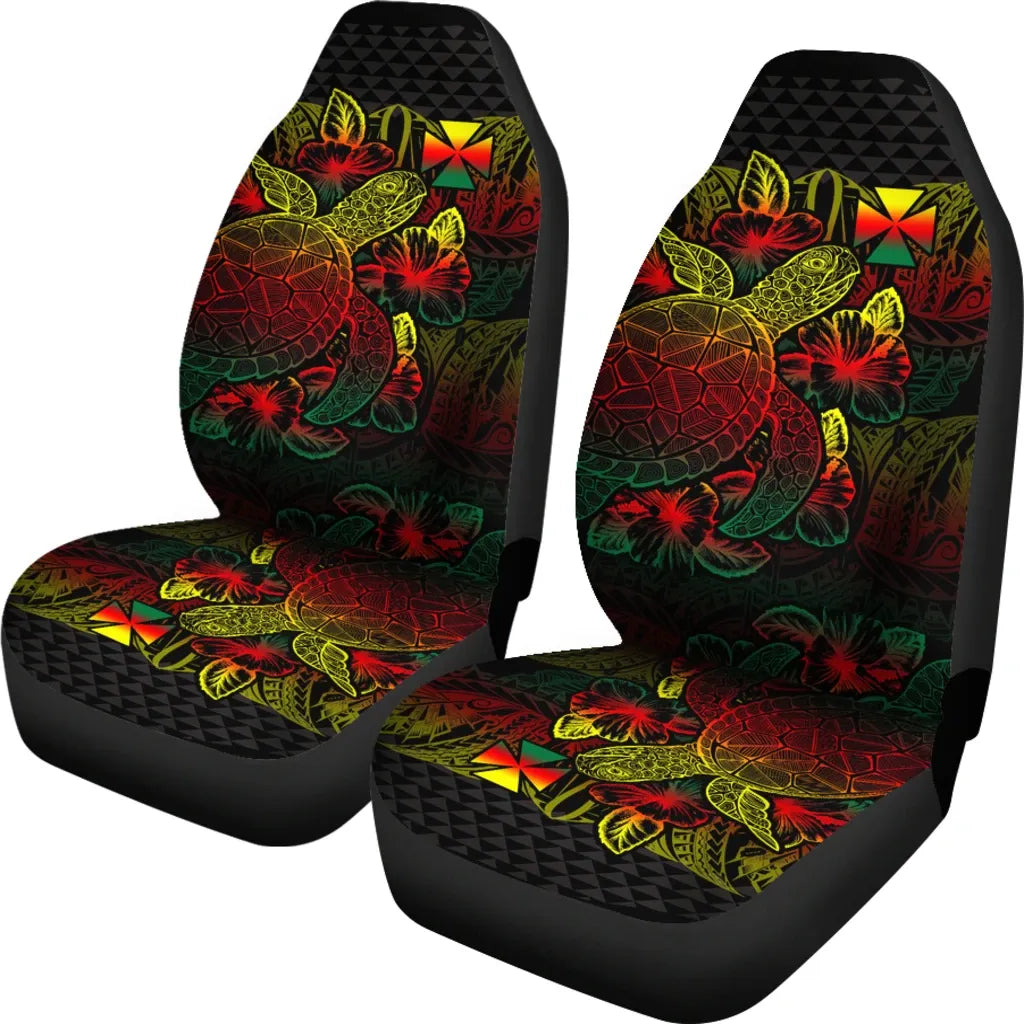 Wallis And Futuna Car Seat Covers - Wallis And Futuna Coat Of Arms Turtle Hibiscus Reggae