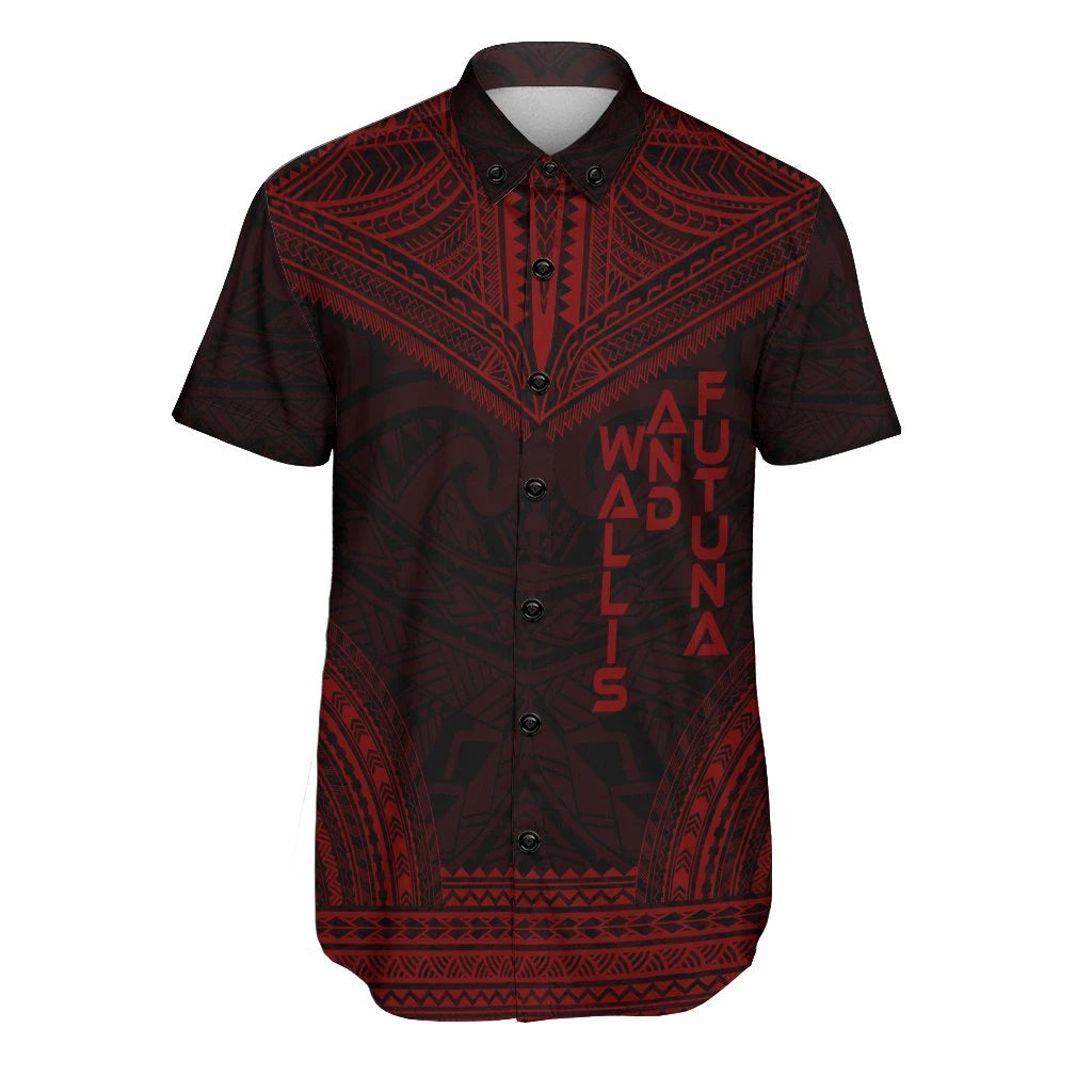 Wallis and Futuna Polynesian Chief Short Sleeve Shirt - Red Version
