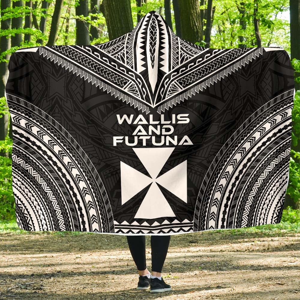Wallis And Futuna Polynesian Chief Hooded Blanket - Black Version