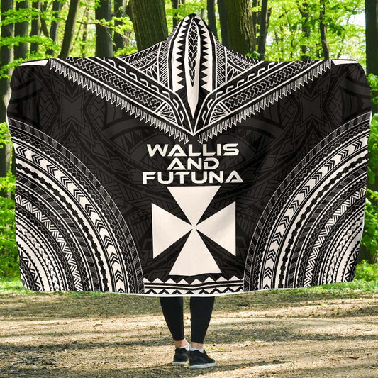 Wallis And Futuna Polynesian Chief Hooded Blanket - Black Version