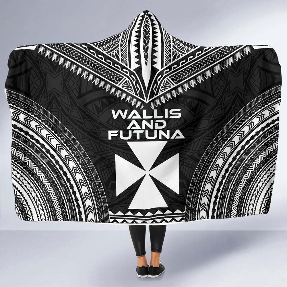 Wallis And Futuna Polynesian Chief Hooded Blanket - Black Version