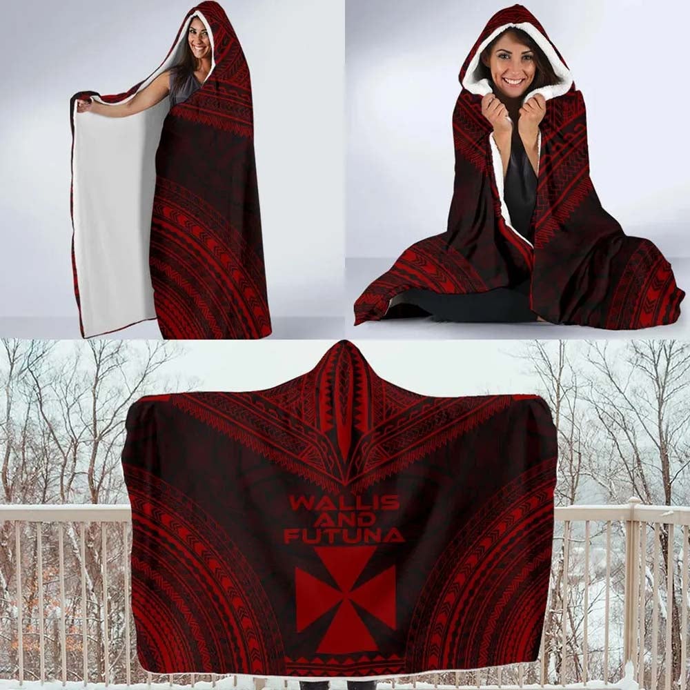 Wallis And Futuna Polynesian Chief Hooded Blanket - Red Version