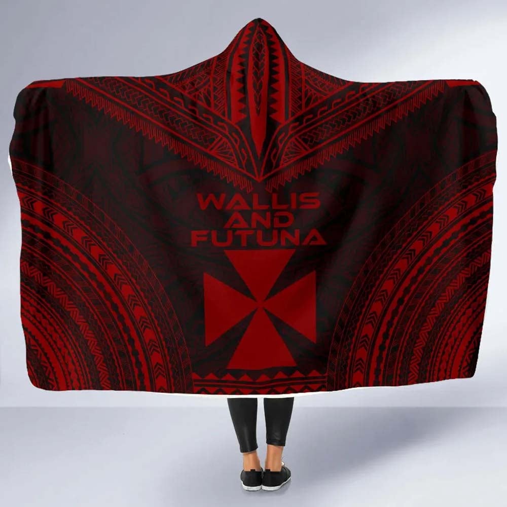 Wallis And Futuna Polynesian Chief Hooded Blanket - Red Version