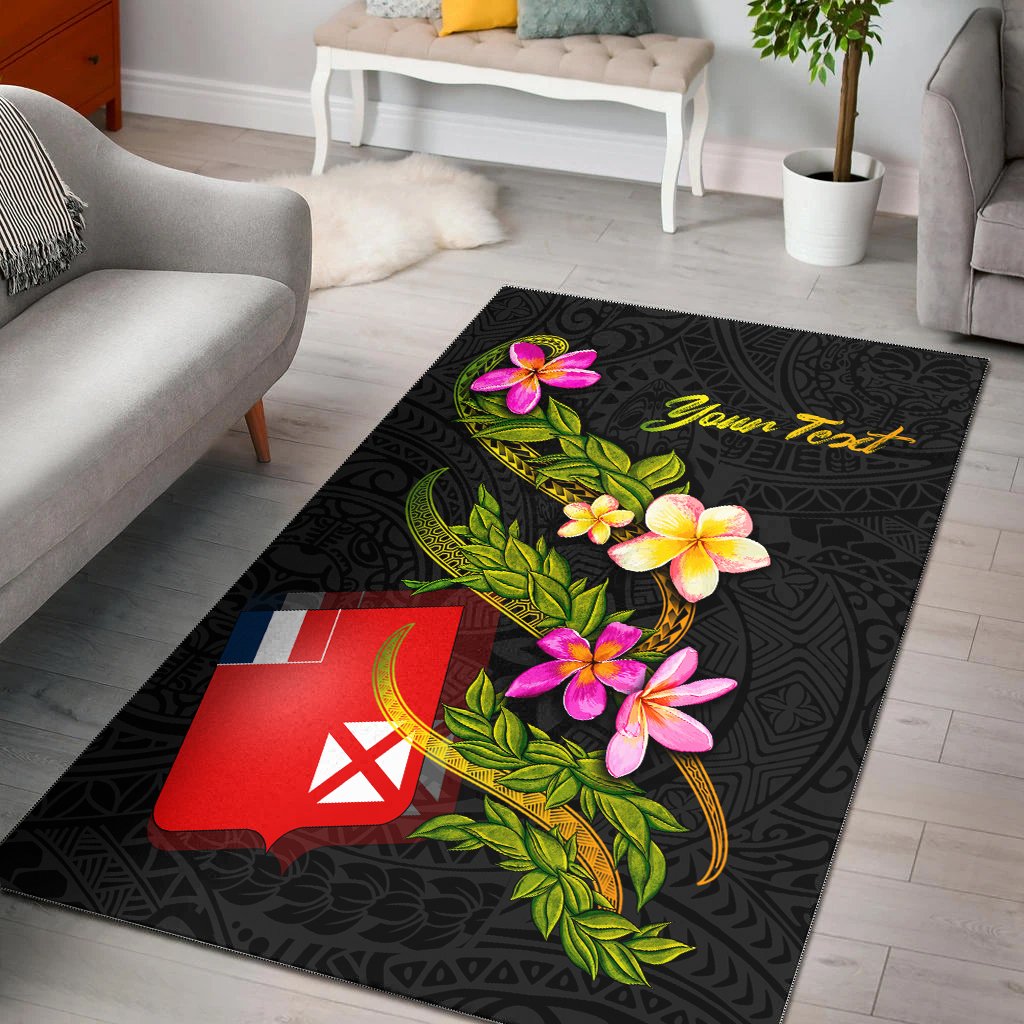 Wallis and Futuna Polynesian Custom Personalised Area Rug - Plumeria Tribal