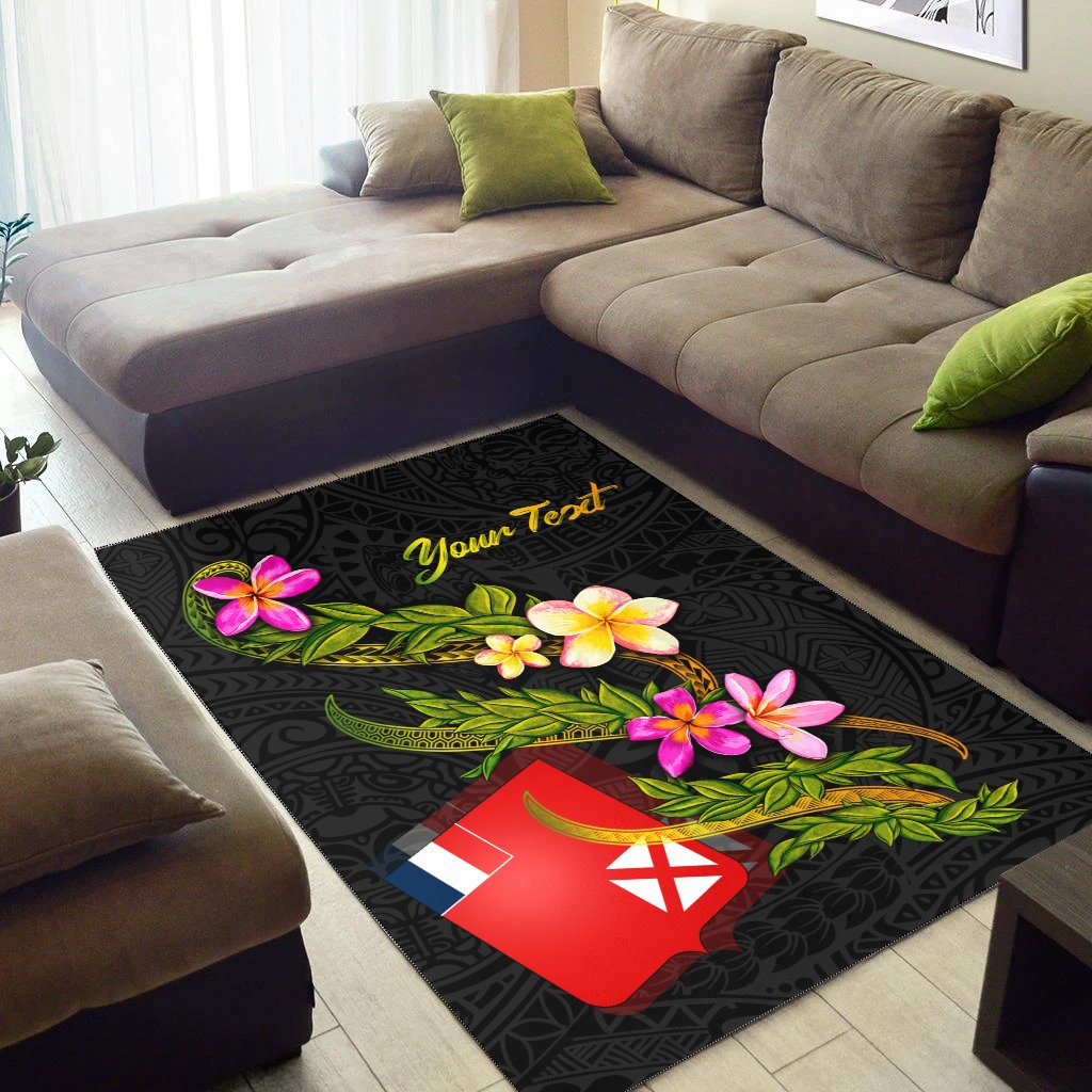 Wallis and Futuna Polynesian Custom Personalised Area Rug - Plumeria Tribal