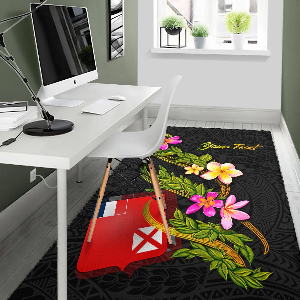Wallis and Futuna Polynesian Custom Personalised Area Rug - Plumeria Tribal