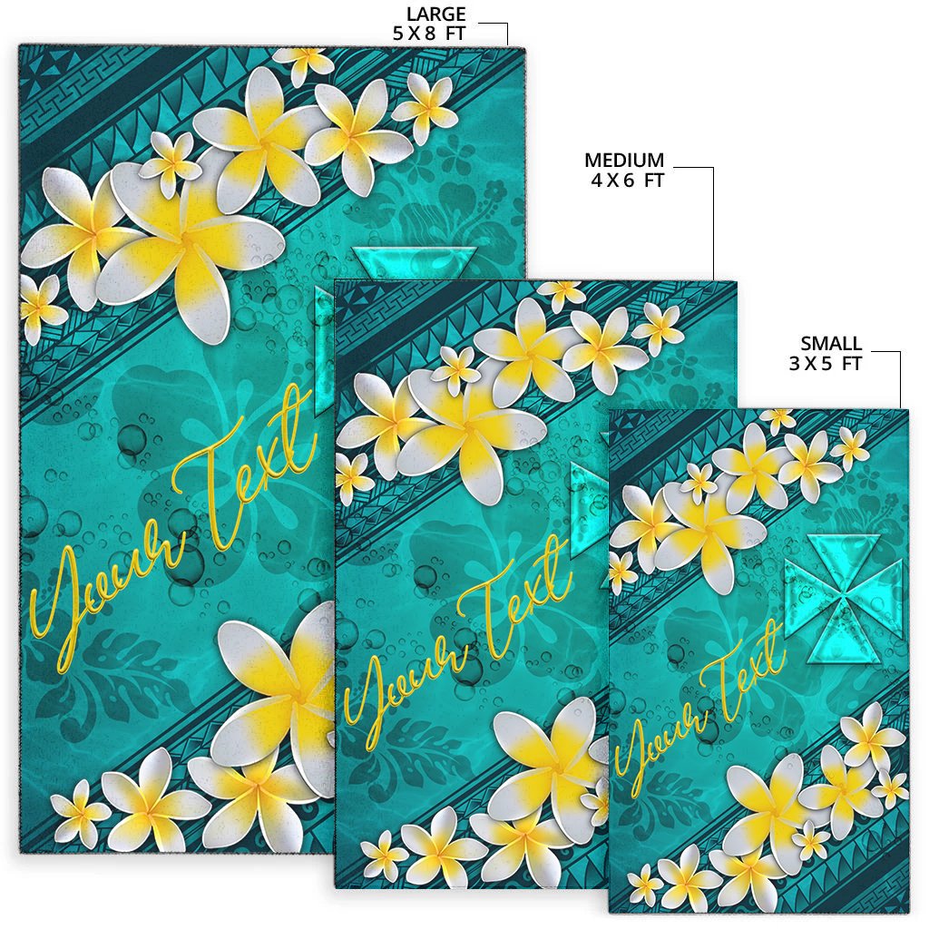Wallis And Futuna Polynesian Custom Personalised Area Rug - Plumeria With Blue Ocean