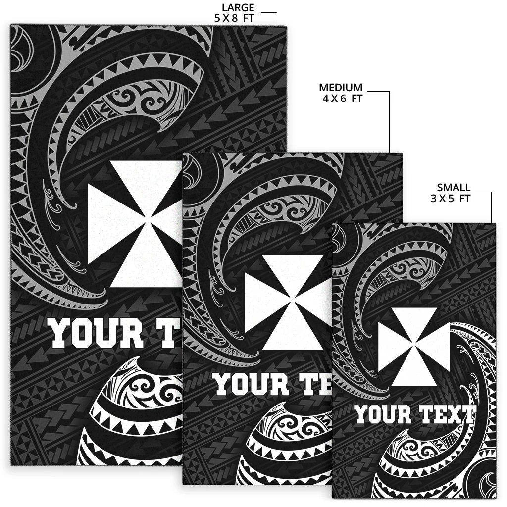 Wallis And Futuna Polynesian Custom Personalised Area Rug - White Tribal Wave