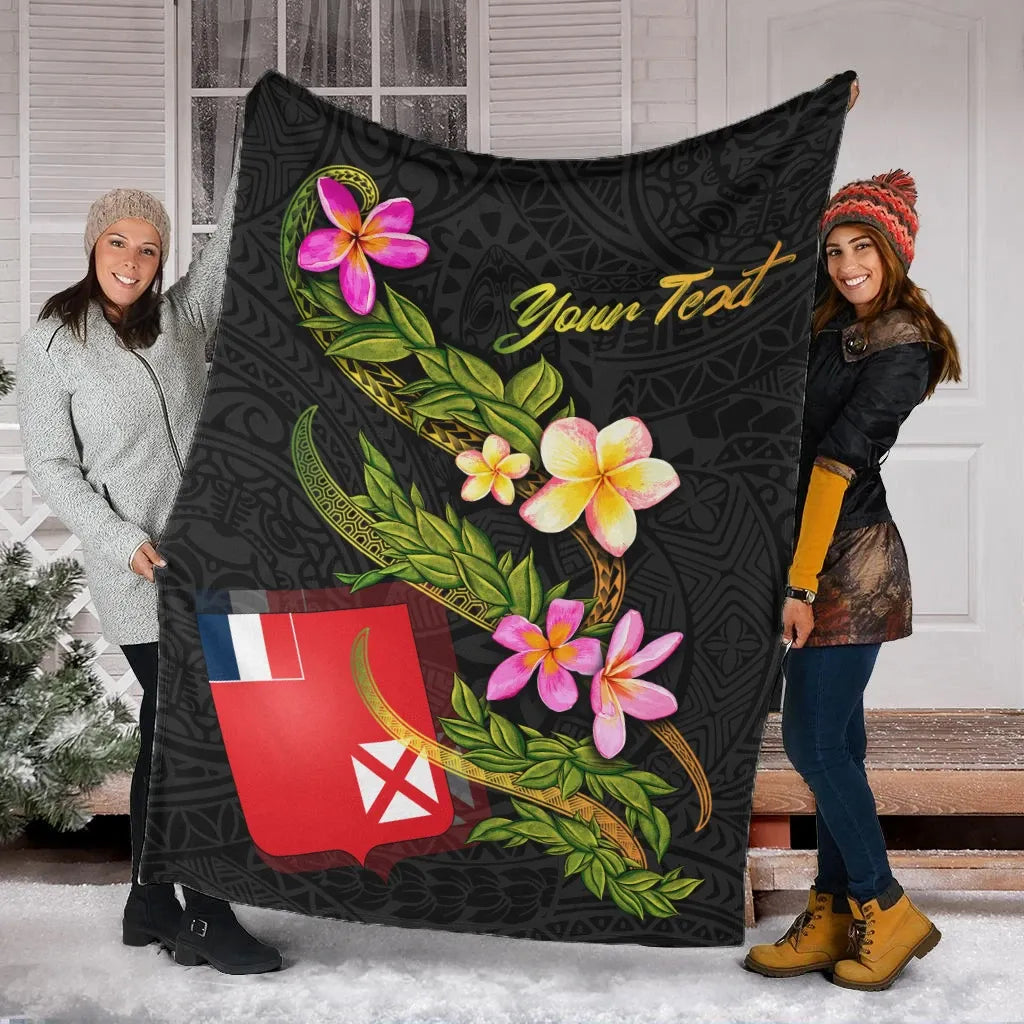 Wallis and Futuna Polynesian Custom Personalised Blanket - Plumeria Tribal
