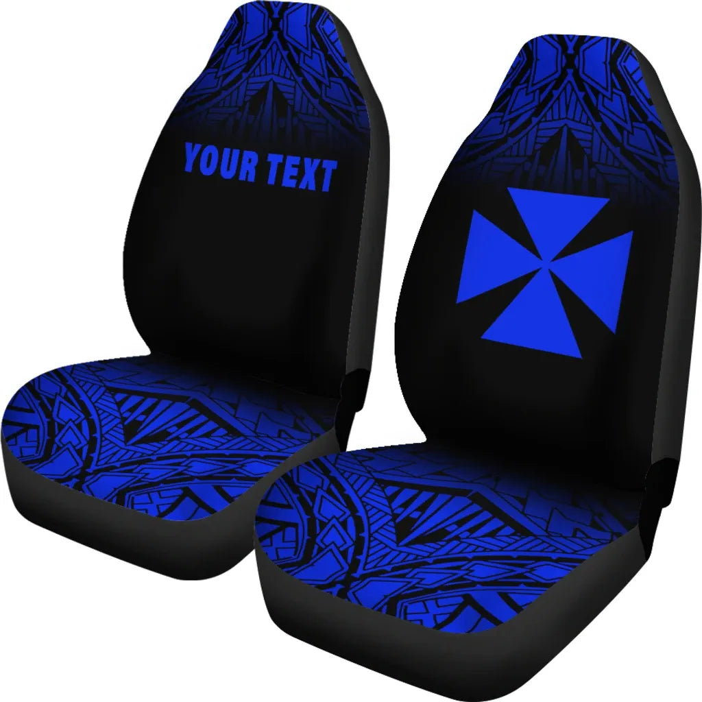 Wallis and Futuna Custom Personalised Car Seat Covers - Wallis and Futuna Coat Of Arms Polynesian Tattoo Fog Blue