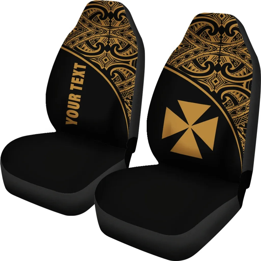 Wallis and Futuna Custom Personalised Car Seat Covers - Wallis and Futuna Coat Of Arms Polynesian Gold Curve