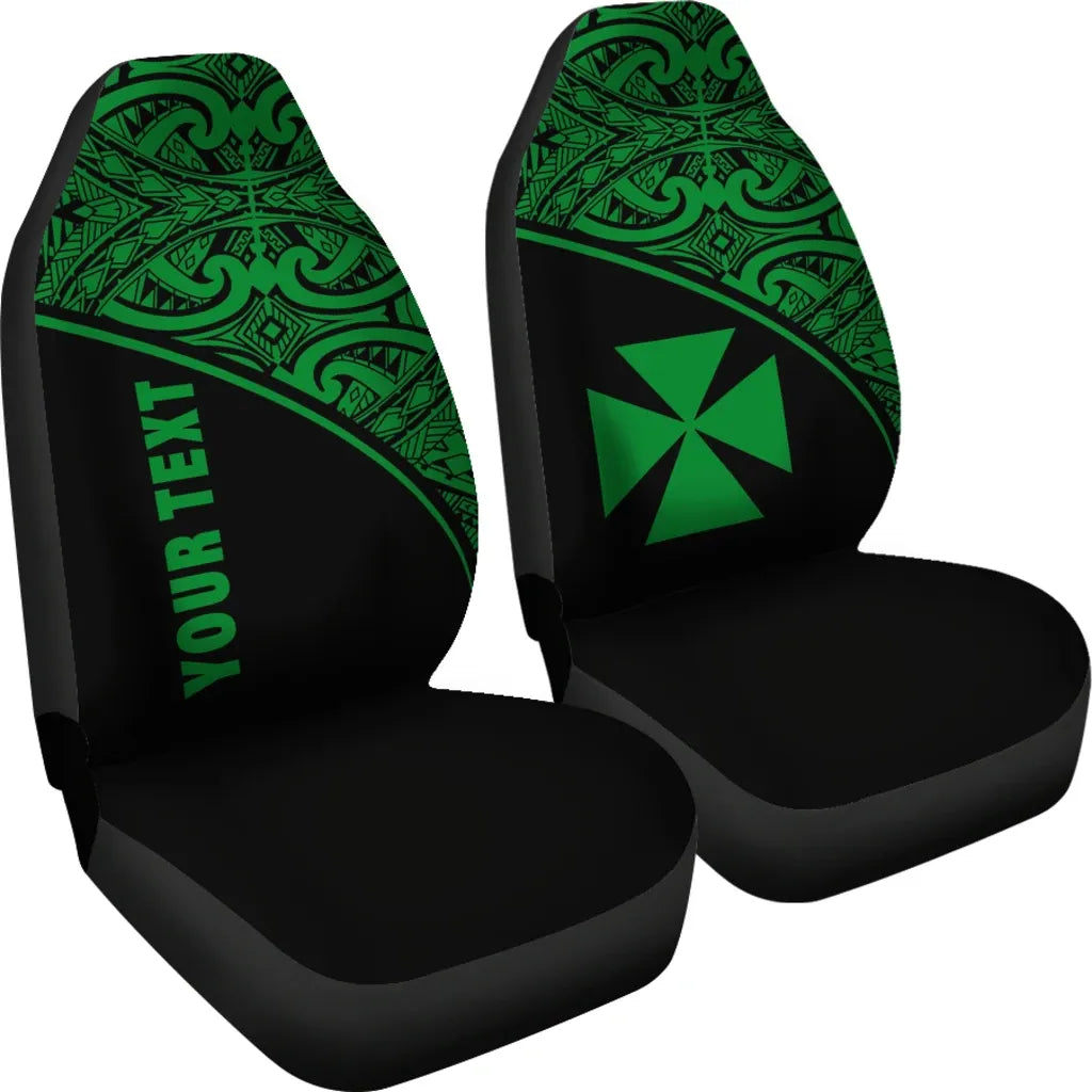 Wallis and Futuna Custom Personalised Car Seat Covers - Wallis and Futuna Coat Of Arms Polynesian Green Curve