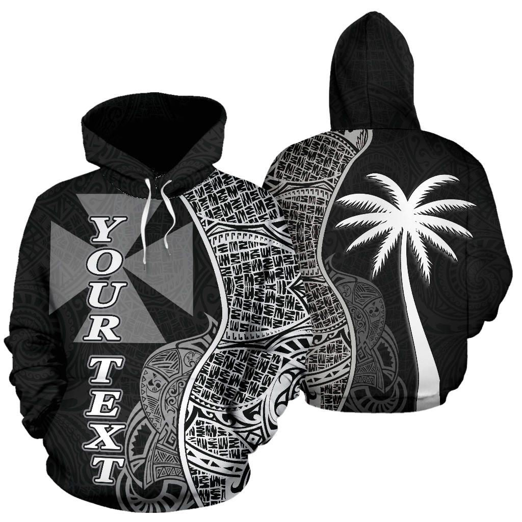 Wallis nd Futuna Polynesian Custom Personalised Hoodie Coconut Black