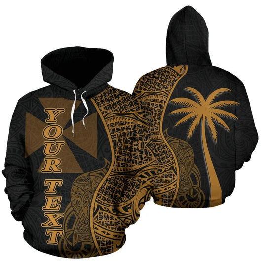 Wallis nd Futuna Polynesian Custom Personalised Hoodie Coconut Gold