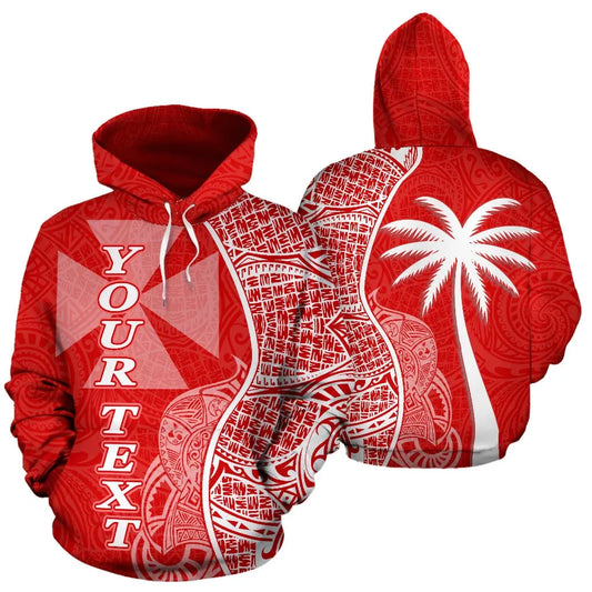 Wallis nd Futuna Polynesian Custom Personalised Hoodie Coconut Red White