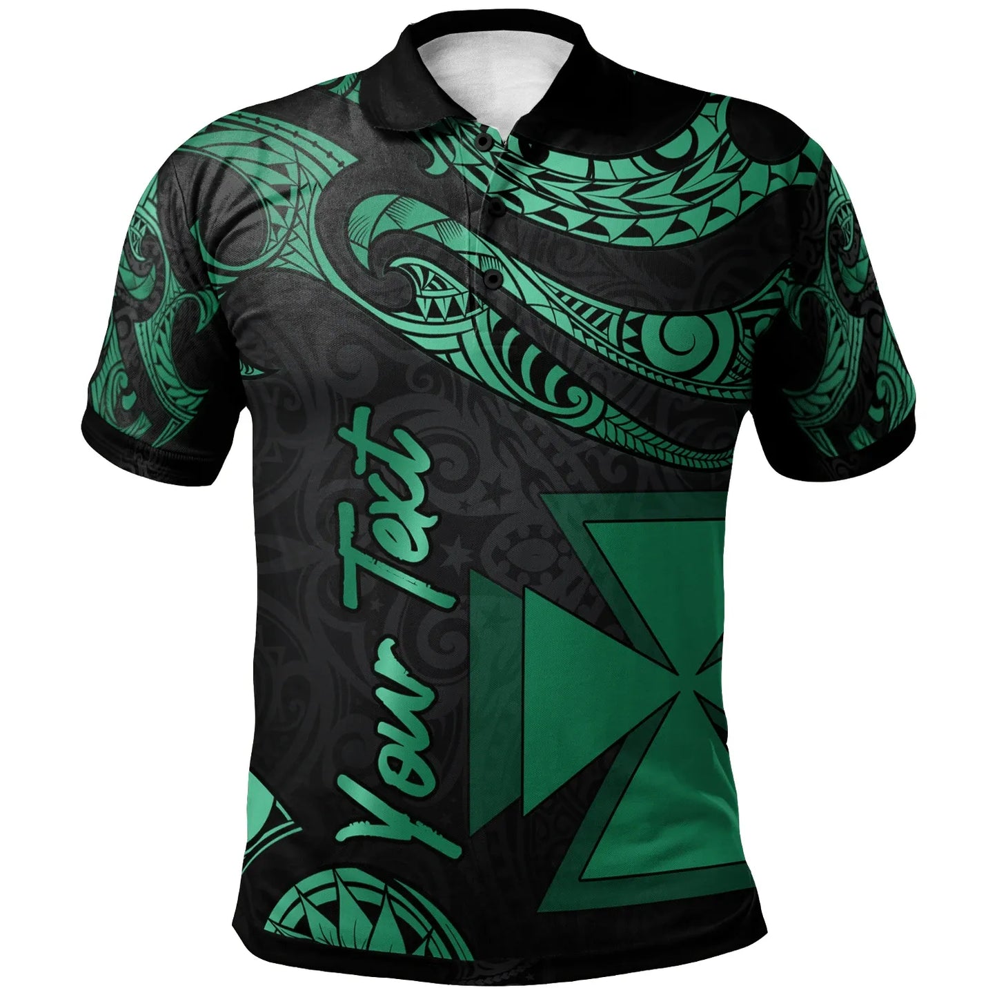 Wallis And Futuna Polynesian Custom Personalised Polo Shirt - Poly Tattoo Green Version