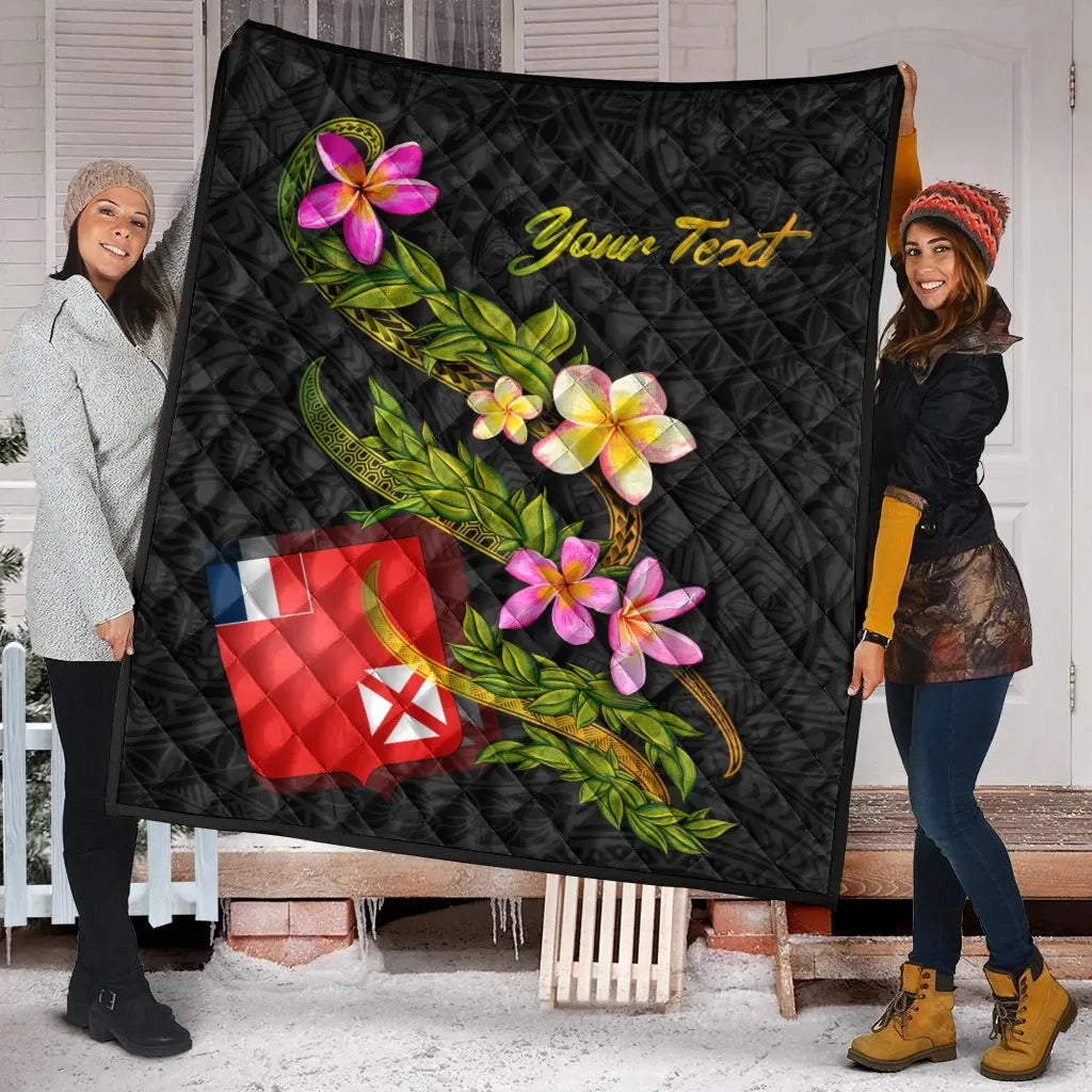 Wallis and Futuna Polynesian Custom Personalised Quilt - Plumeria Tribal