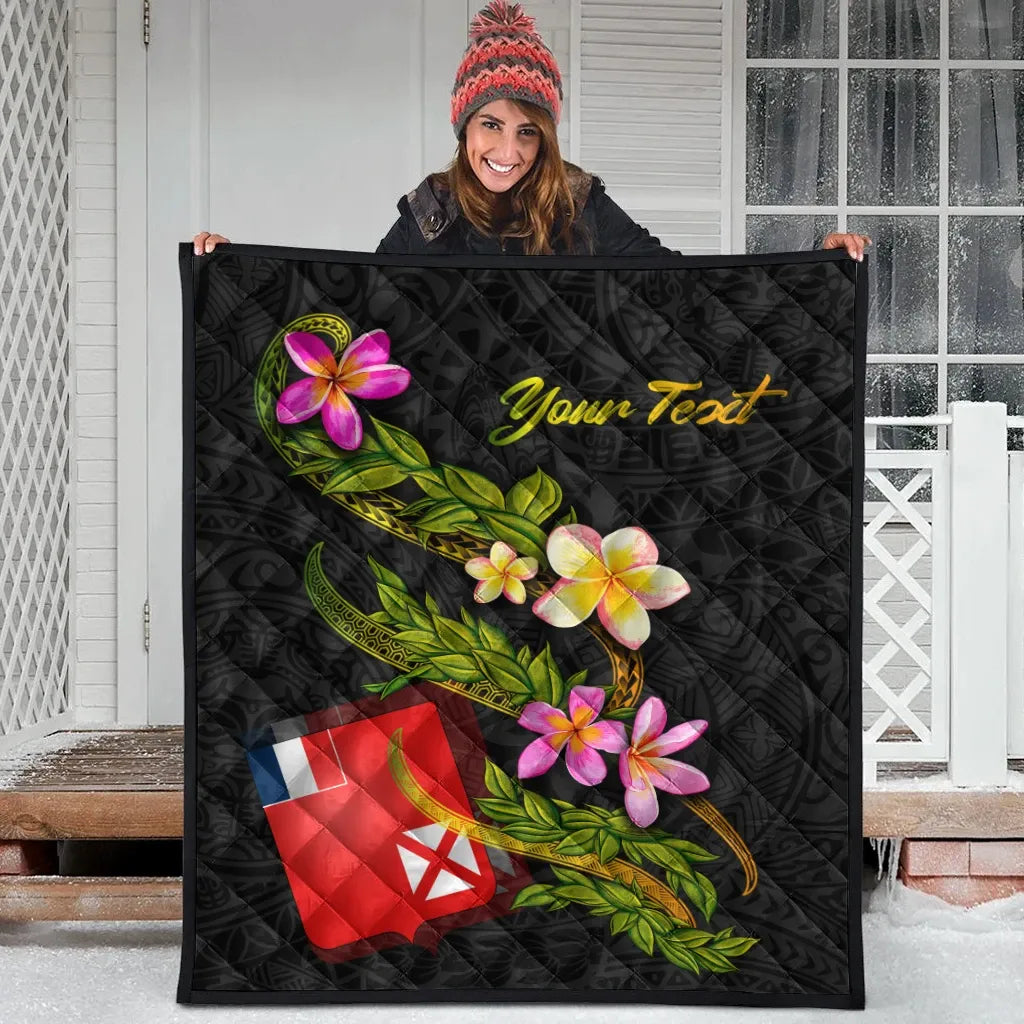 Wallis and Futuna Polynesian Custom Personalised Quilt - Plumeria Tribal
