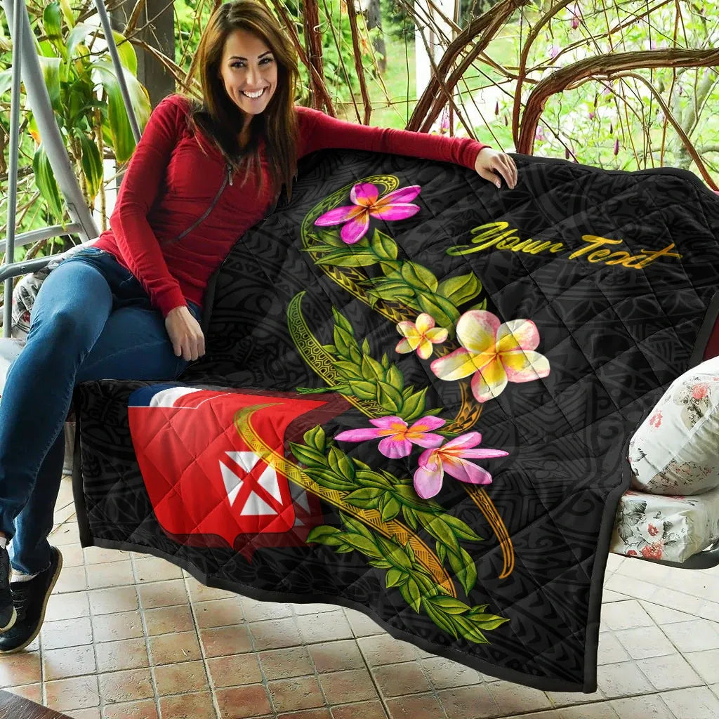 Wallis and Futuna Polynesian Custom Personalised Quilt - Plumeria Tribal