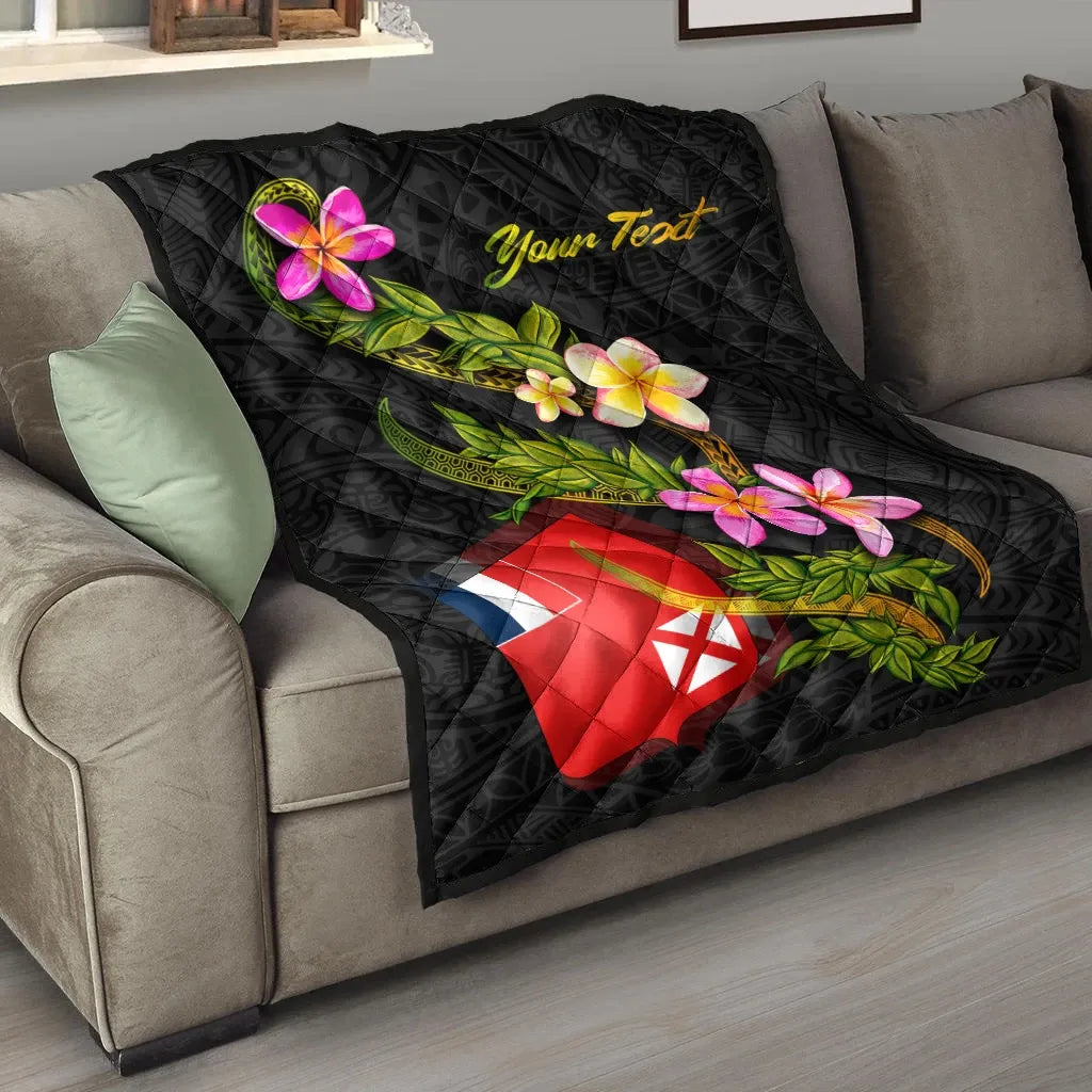 Wallis and Futuna Polynesian Custom Personalised Quilt - Plumeria Tribal