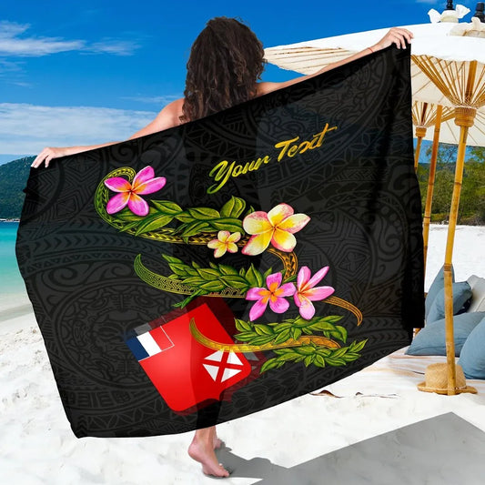 Wallis and Futuna Polynesian Custom Personalised Sarong - Plumeria Tribal
