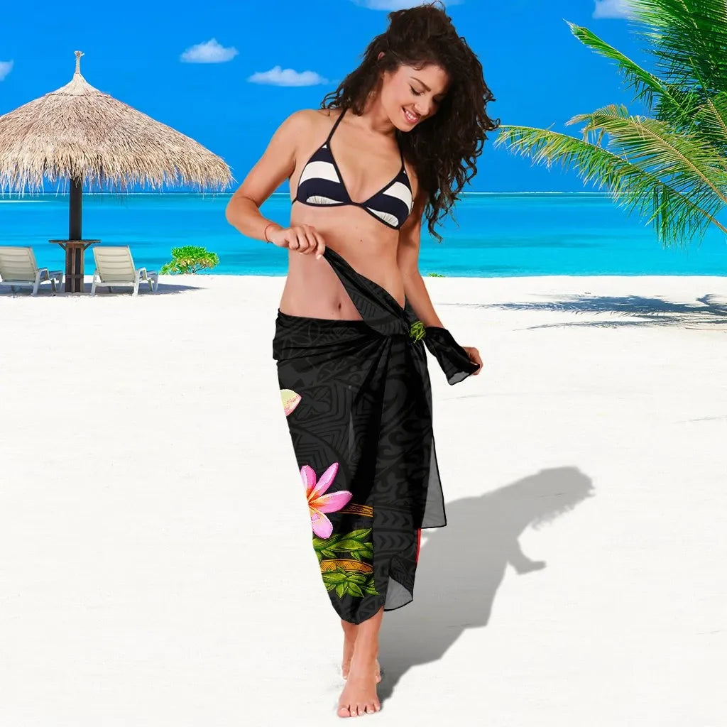 Wallis and Futuna Polynesian Custom Personalised Sarong - Plumeria Tribal