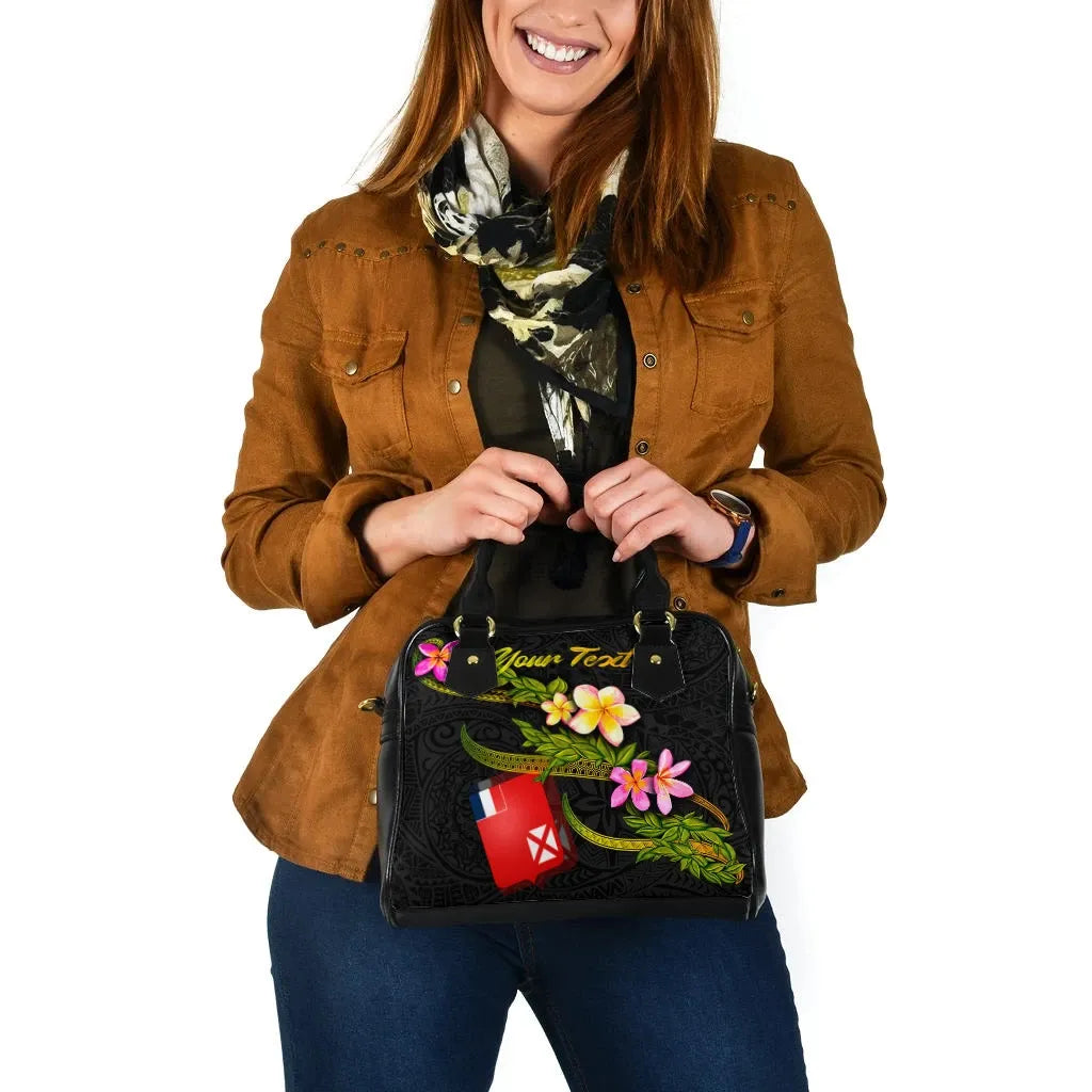 Wallis And Futuna Polynesian Custom Personalised Shoulder Handbag - Plumeria Tribal