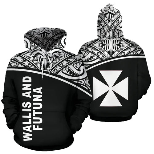 Wallis And Futuna Polynesian Hoodie - Black Curve