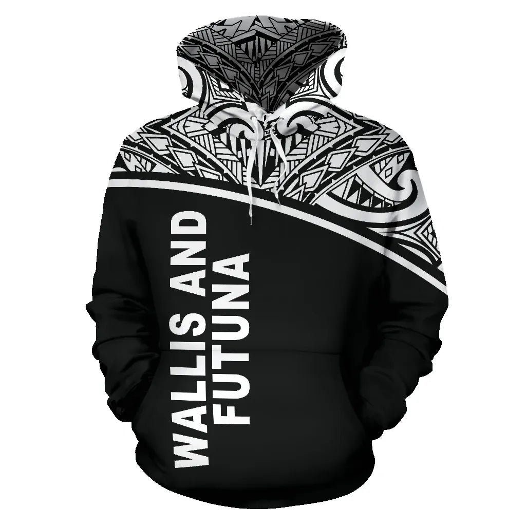 Wallis And Futuna Polynesian Hoodie - Black Curve