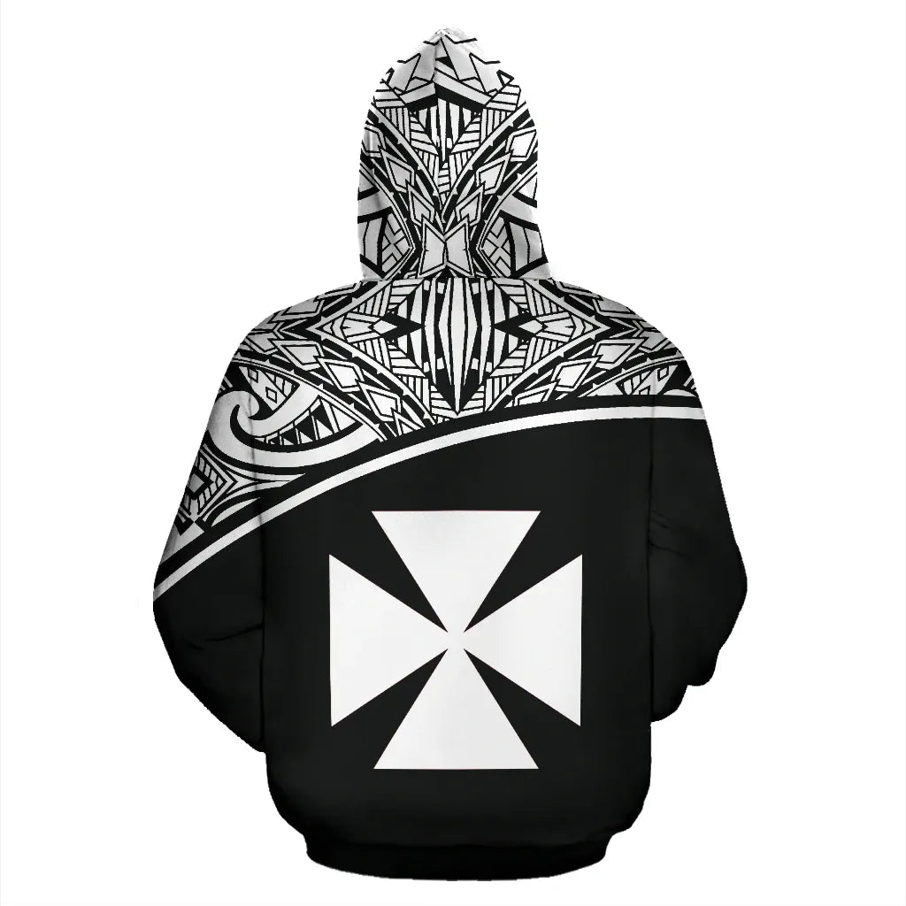 Wallis And Futuna Polynesian Hoodie - Black Curve