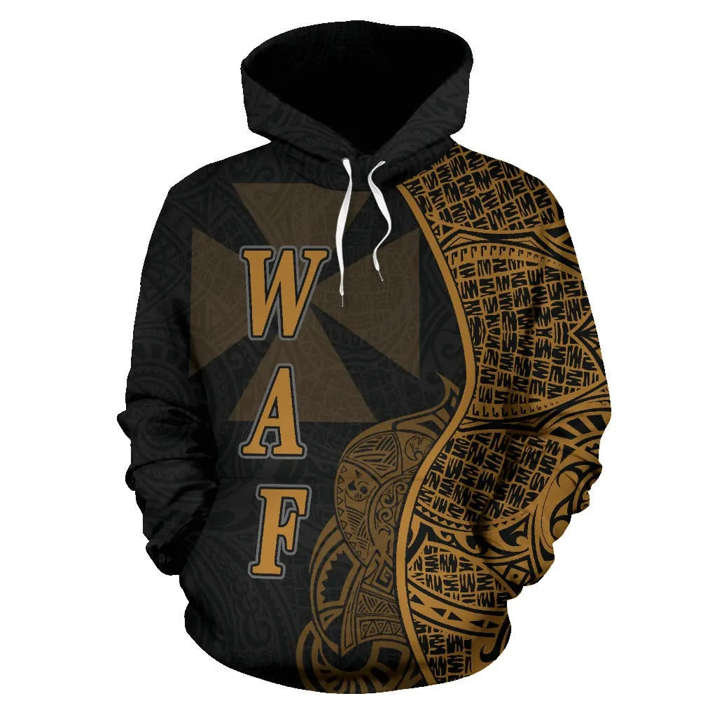 Wallis nd Futuna Polynesian Hoodie Coconut Tree Gold