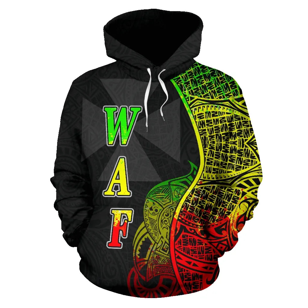 Wallis nd Futuna Polynesian Hoodie Coconut Tree Reggae