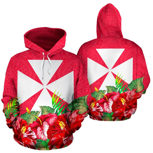 Wallis And Futuna Polynesian Hoodie Flag Hibiscus