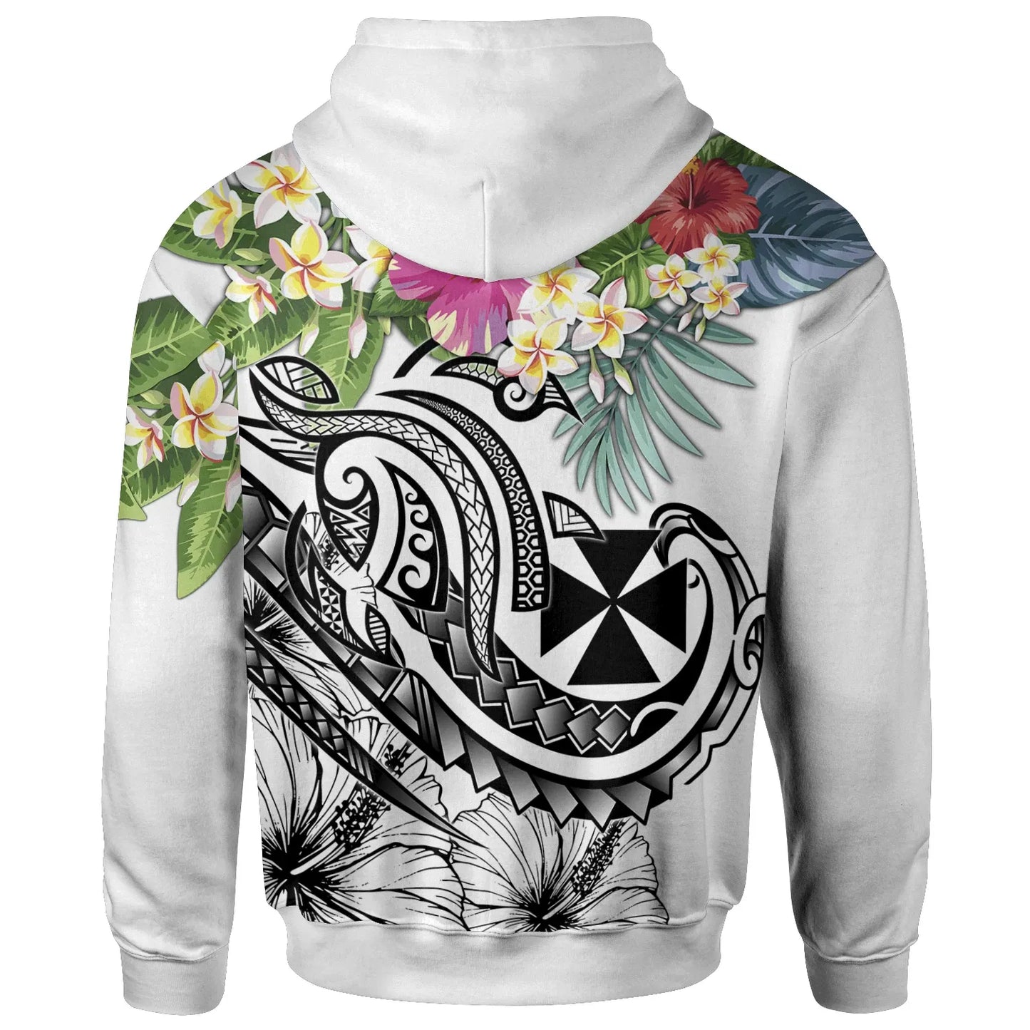 Wallis and Futuna Polynesian Hoodie - Summer Plumeria (White)