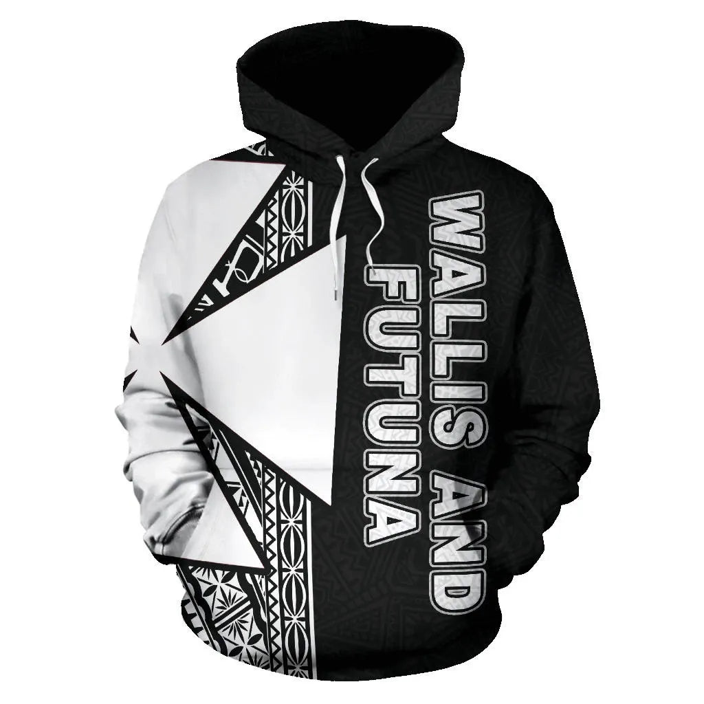Wallis and Futuna Polynesian Hoodie - Black Line