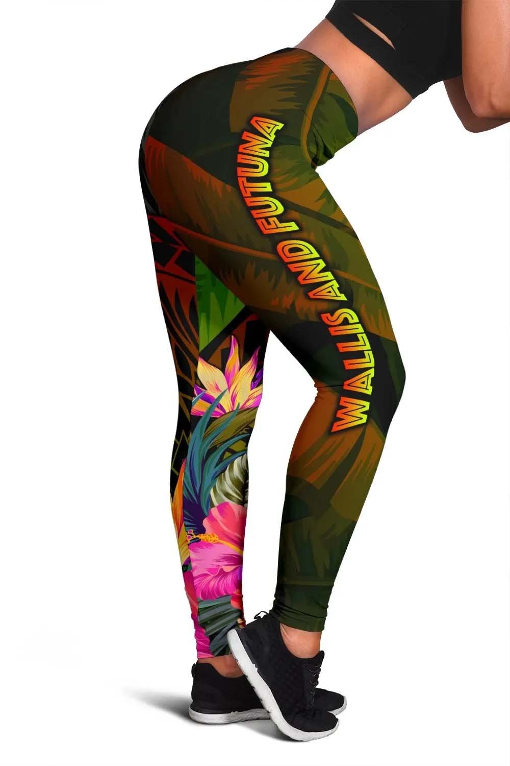 Wallis and Futuna Polynesian Legging - Hibiscus and Banana Leaves
