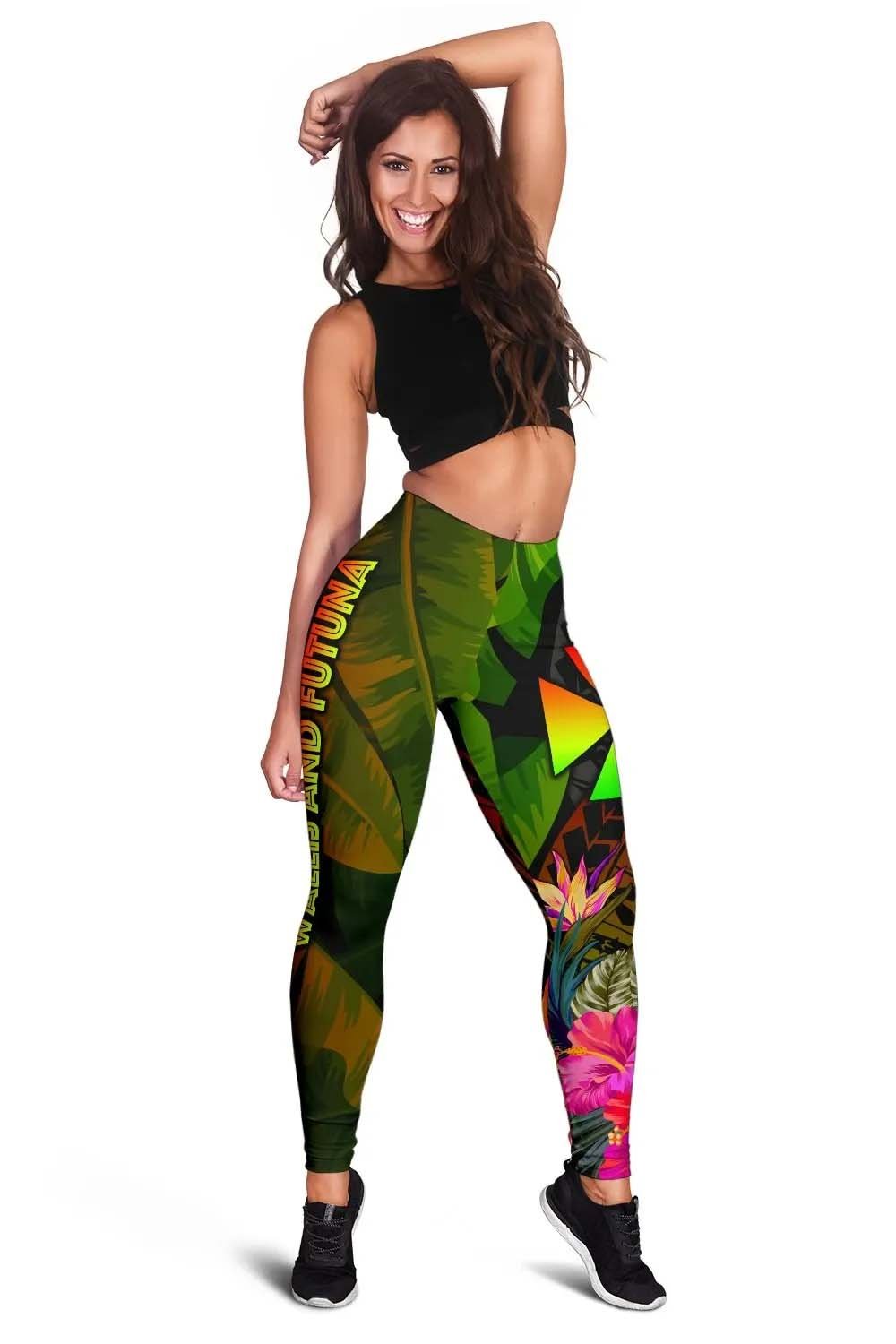 Wallis and Futuna Polynesian Legging - Hibiscus and Banana Leaves