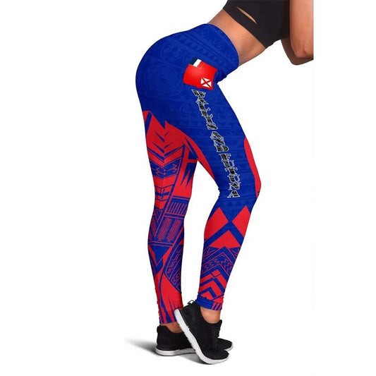 Wallis And Futuna Polynesian Legging - Polynesian Tattoo Flag Version