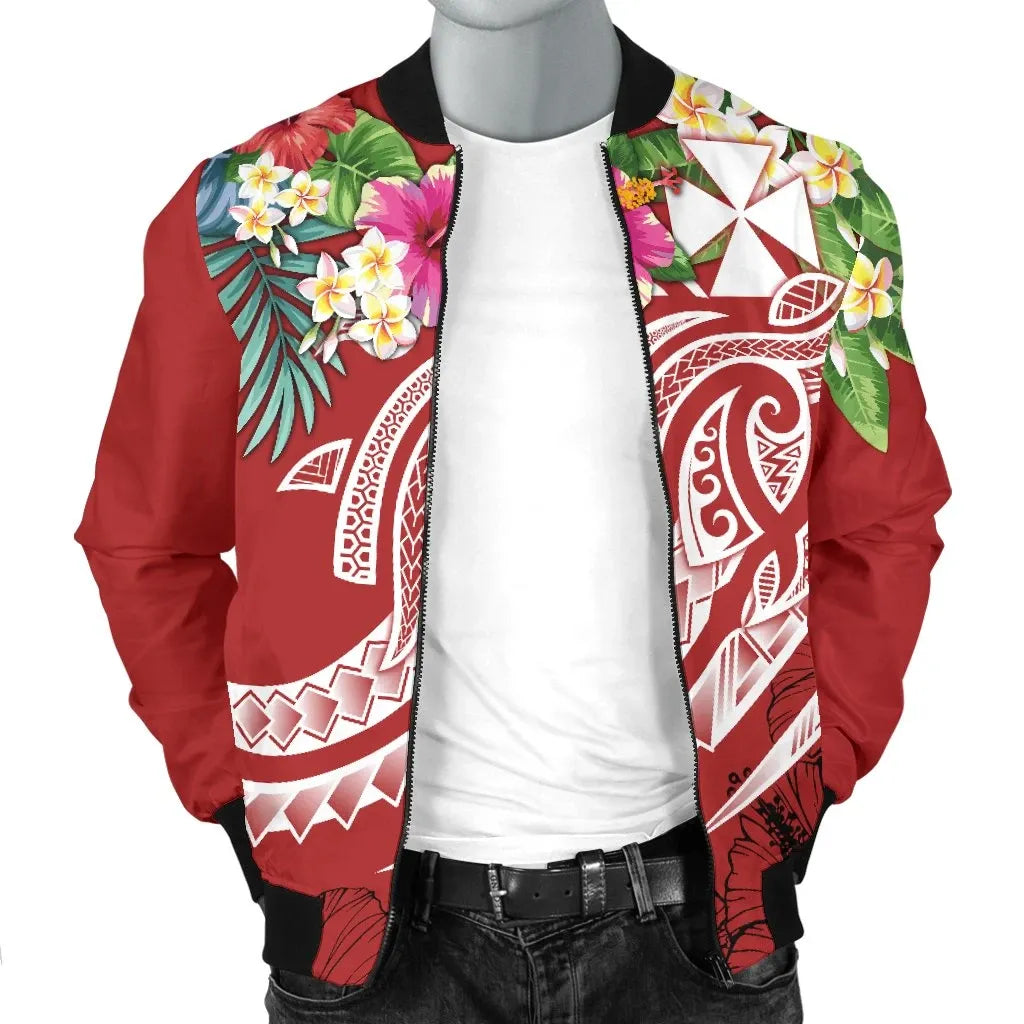 Wallis and Futuna Polynesian Bomber Jacket - Summer Plumeria (Red)