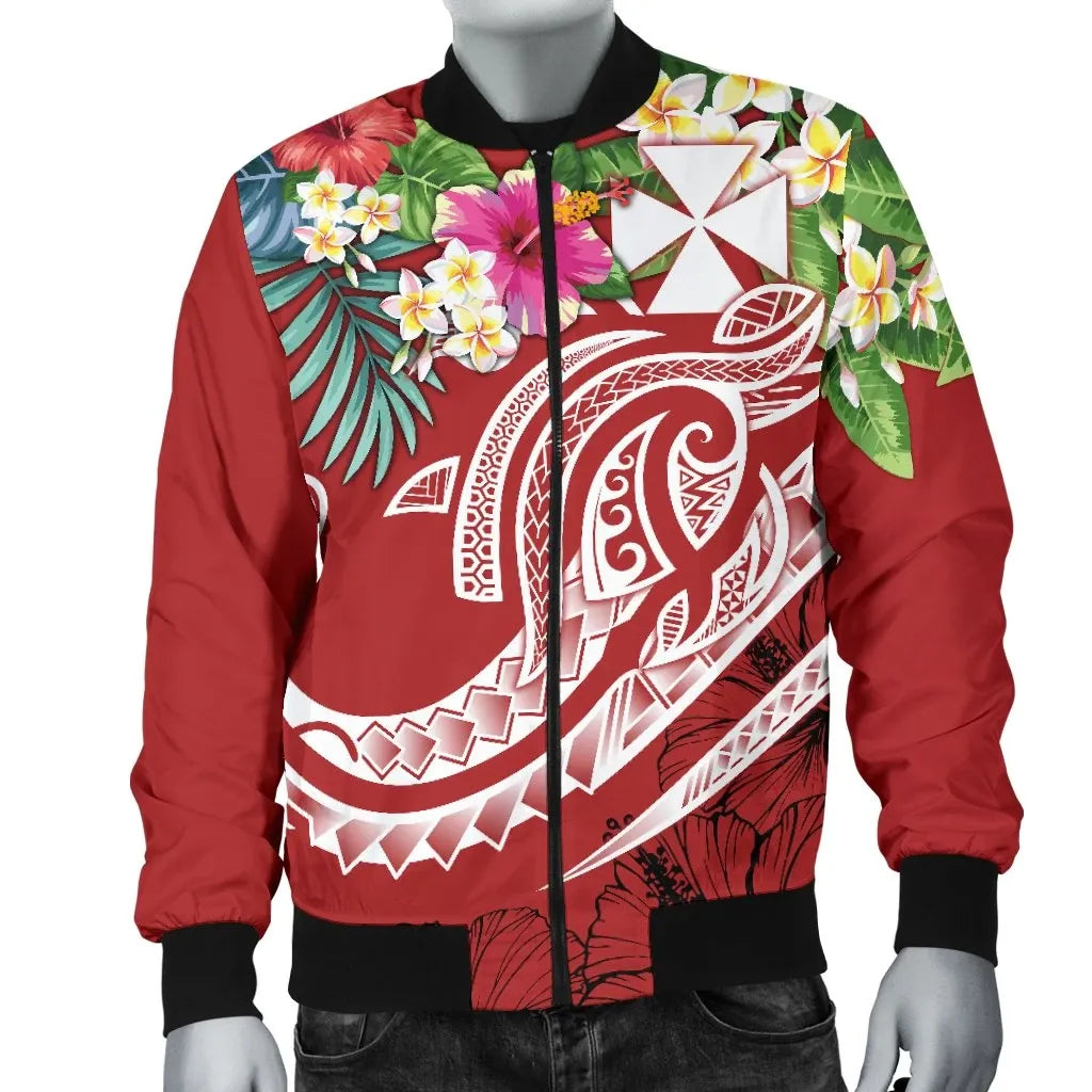 Wallis and Futuna Polynesian Bomber Jacket - Summer Plumeria (Red)